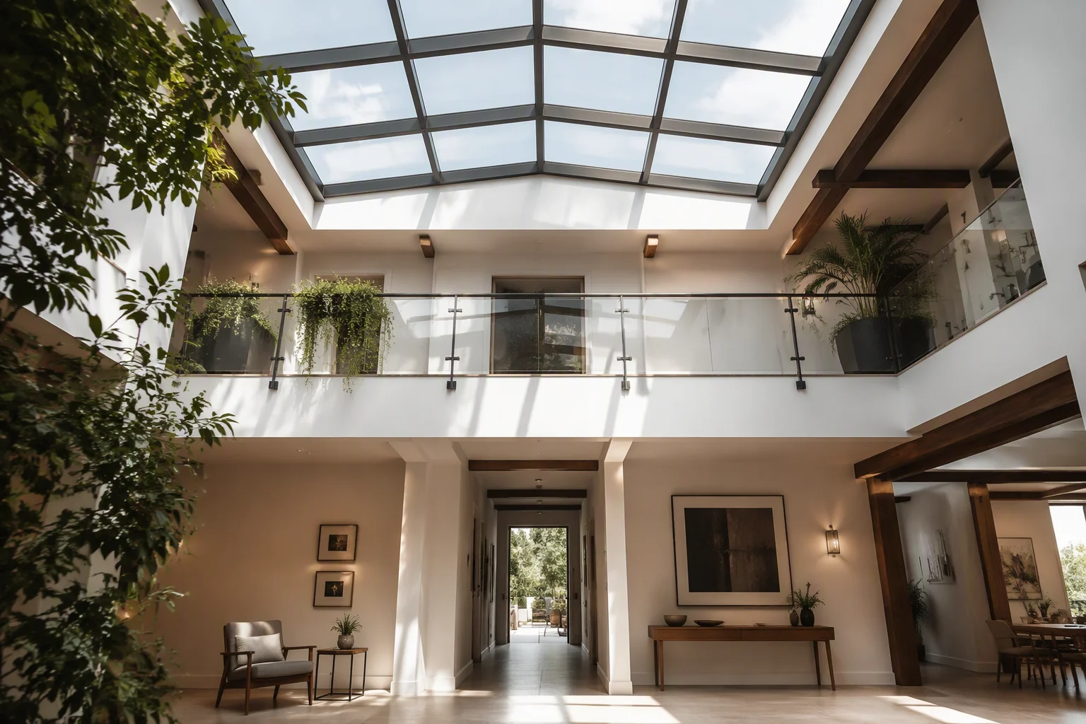 Overhead Aluminium Skylight Loft Atrium Daylight Glass Railing Balustrade Richocean Foshan Skylight Manufacturer China Foshan Factory Price Overhead Laminated Heat Soaked Roof Glazing