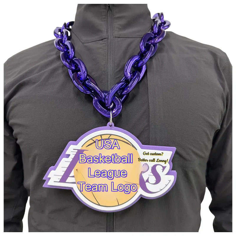 Custom Championship Large Award Necklace Stacked 3D EVA Foam Big LOGO Fan Touchdown Chain for Sport Fans