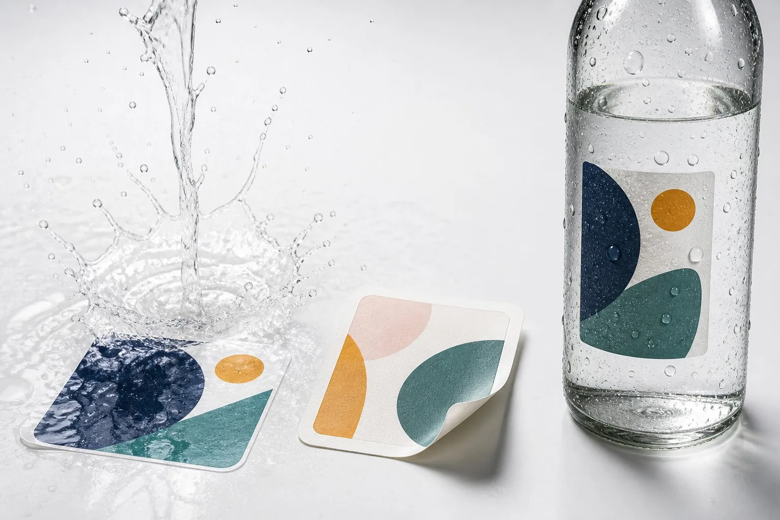 Water resistance test on vinyl paper and BOPP sticker materials