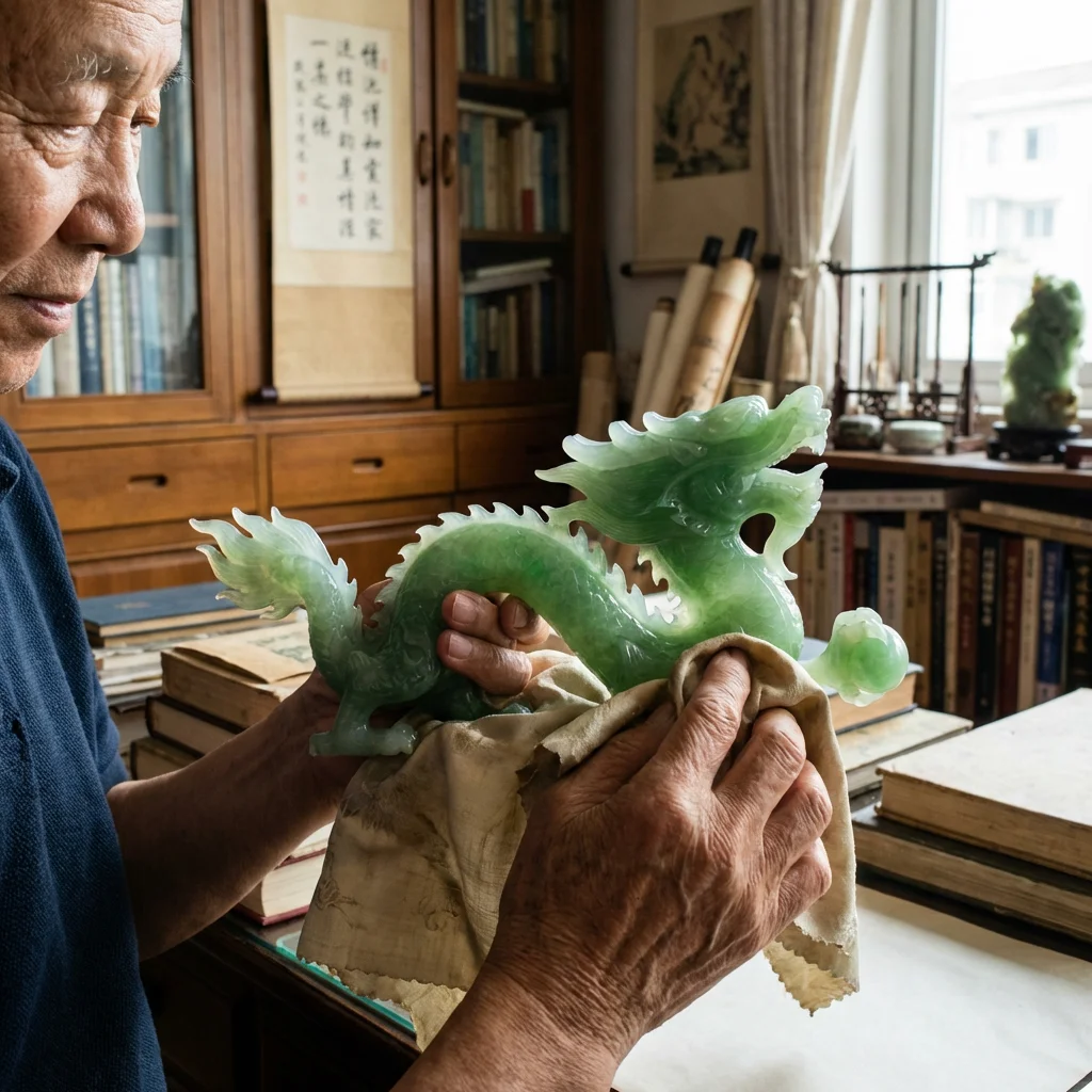 Qing Dynasty Jadeite Dragon Phoenix Pendant