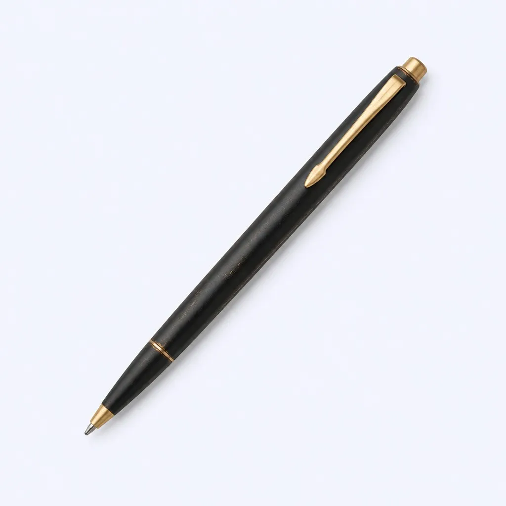 Matte black vintage pen flat lay overhead