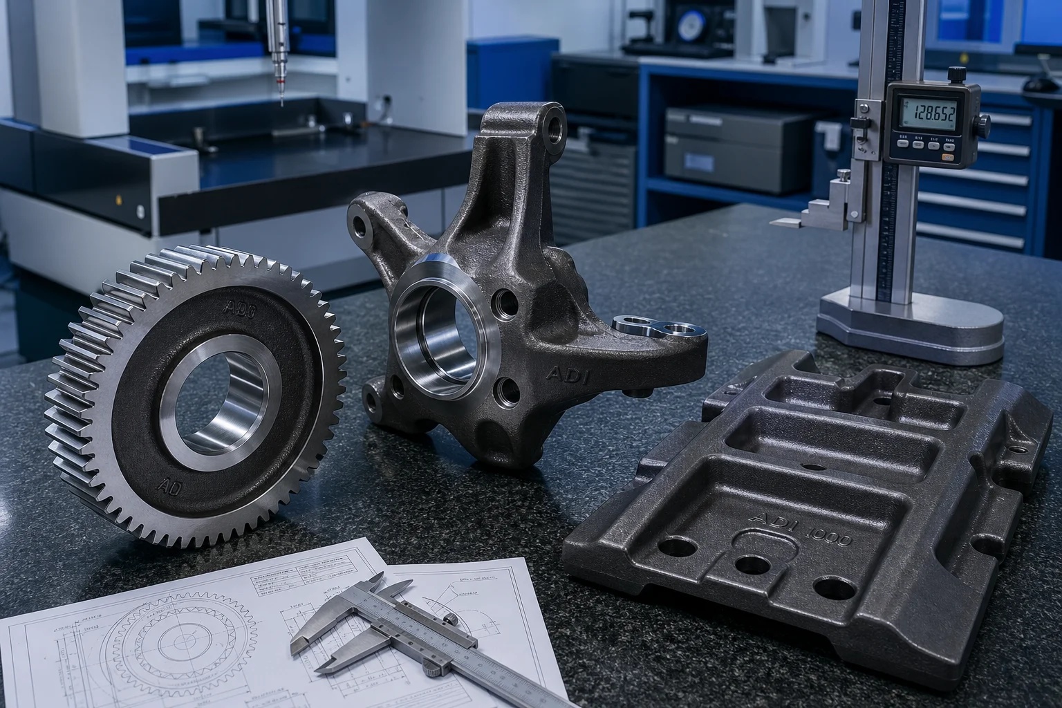 High-strength Austempered Ductile Iron ADI cast gears, knuckles, and track shoes