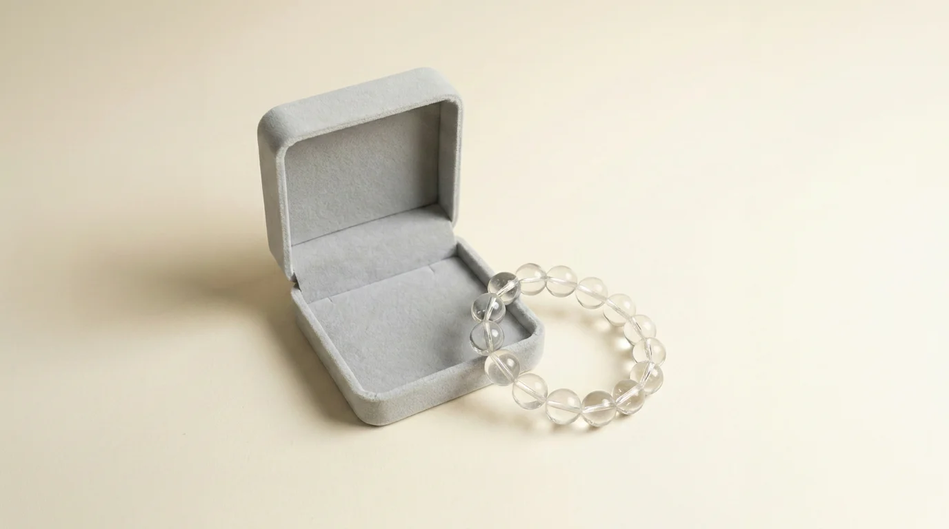 Clear Quartz Clarity Intention Bracelet with hard gift-ready box