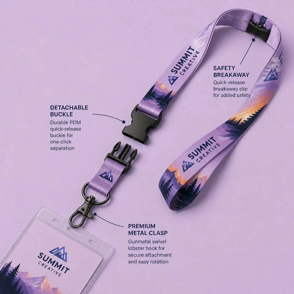 Custom Dye-Sublimation Lanyard Component Breakdown & Quick-Release Buckle