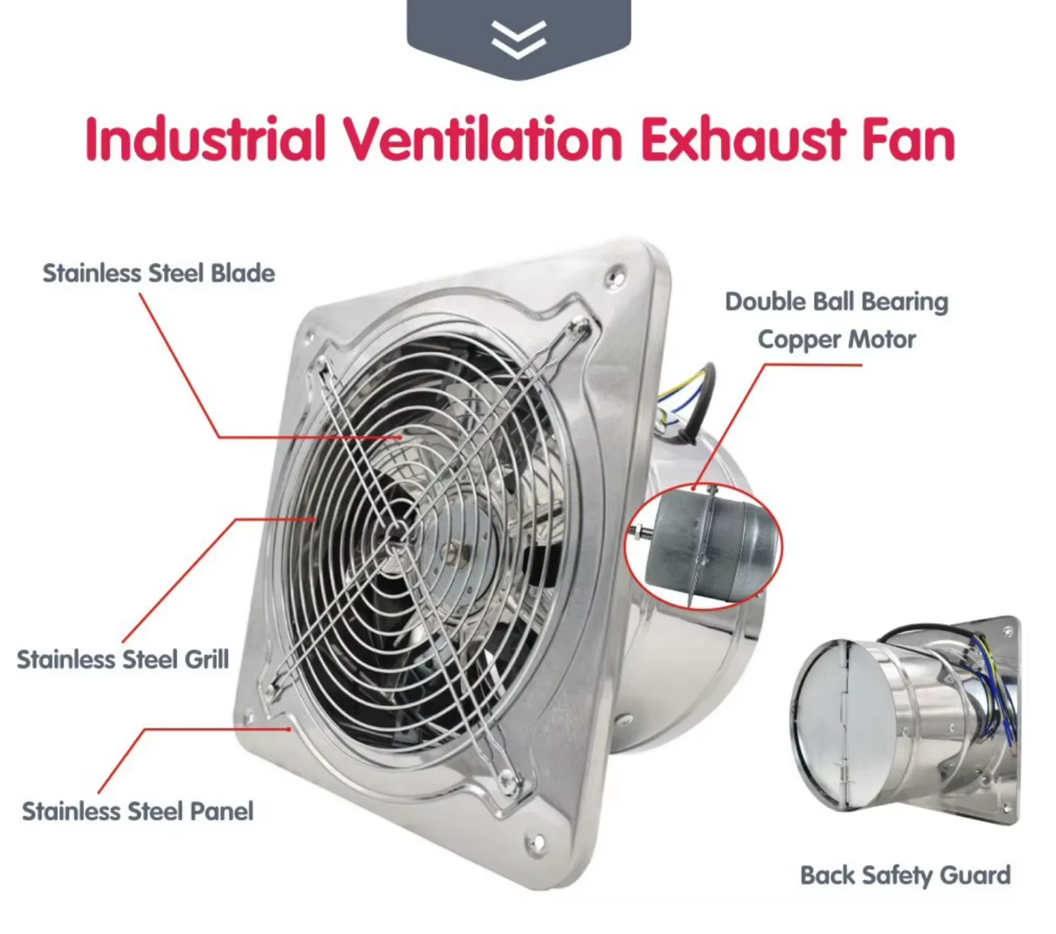 Speed Wall-mounted Exhaust Fan, Stainless, Steel - detail 8