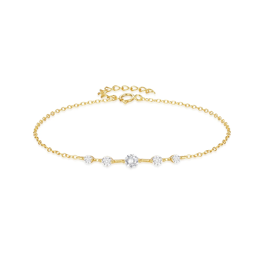 CANNER Wholesale Jewelry S925 Silver 2/3/4mm Zircon Bracelet Jewelry Simple Dainty Adjustable Gold Plated Bracelet For Women