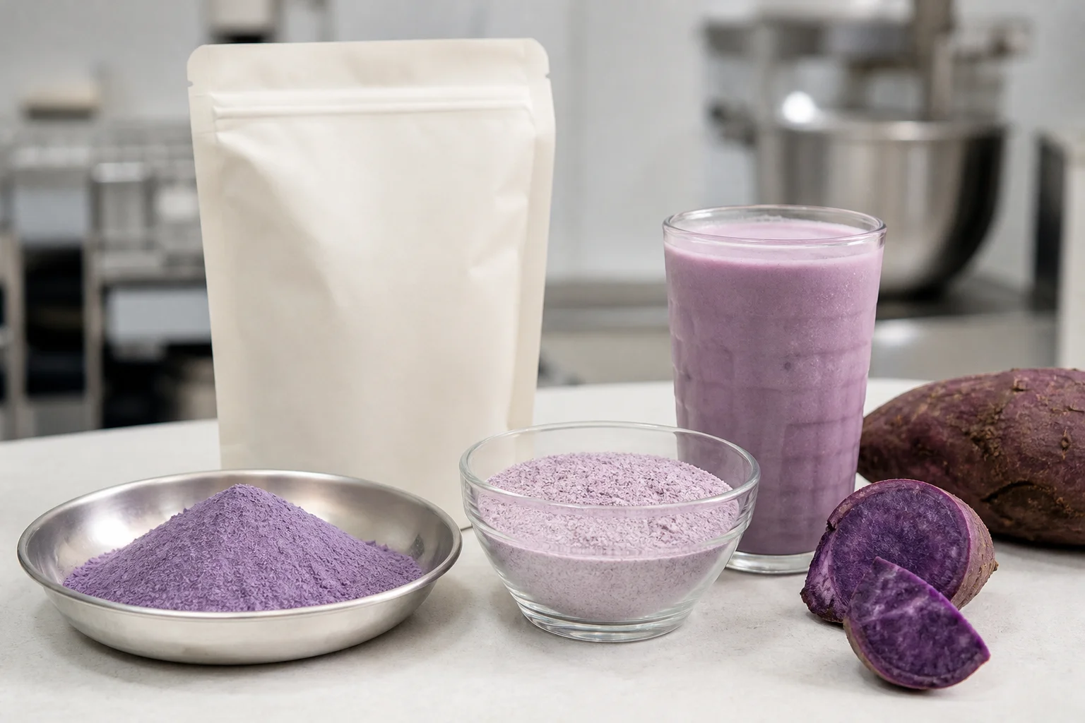 UBE powder instant mix and prepared creamy drink