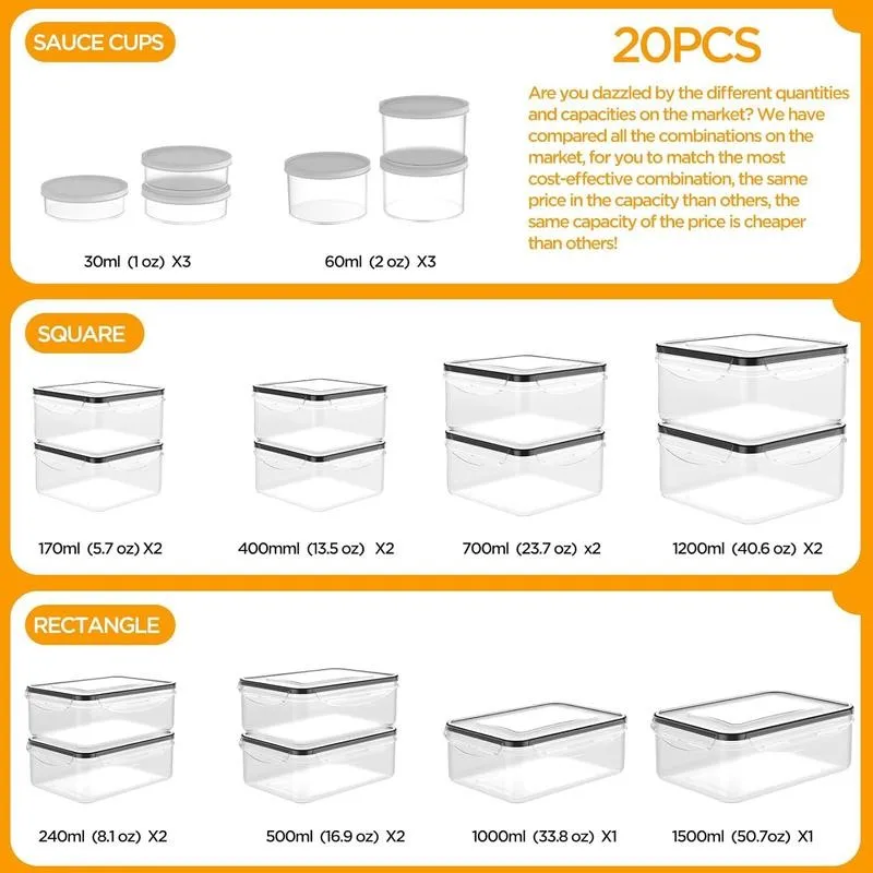 Size Chart and Capacities
