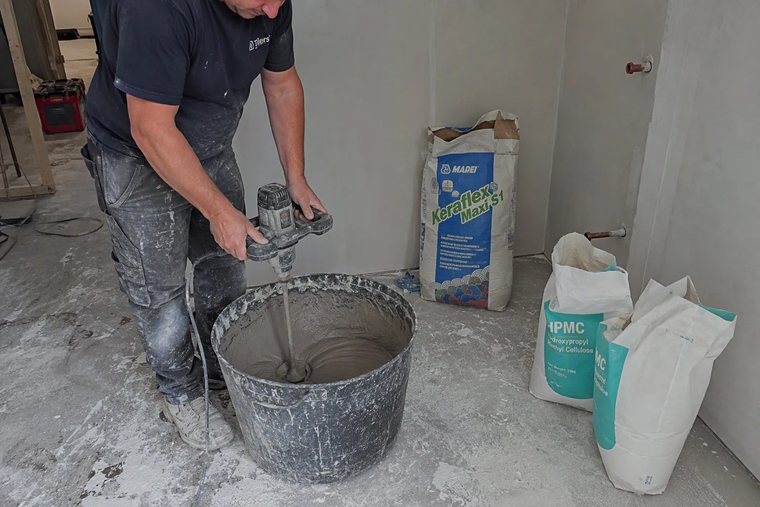 HPMC used in tile adhesive for water retention and workability