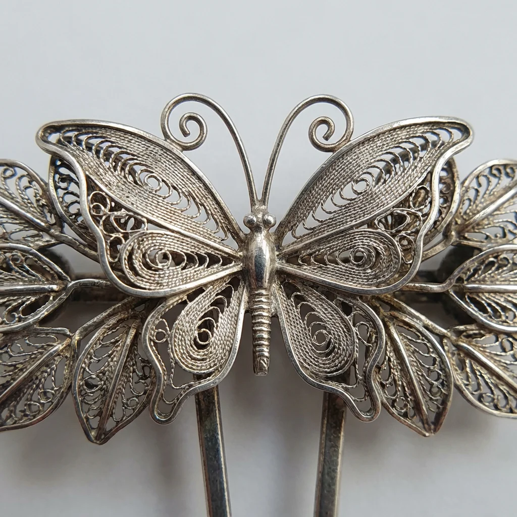Silver Filigree Hairpin