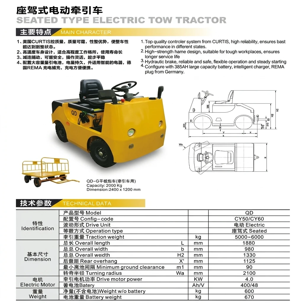 Heavy Duty Tow Tractor - 6 Ton Capacity