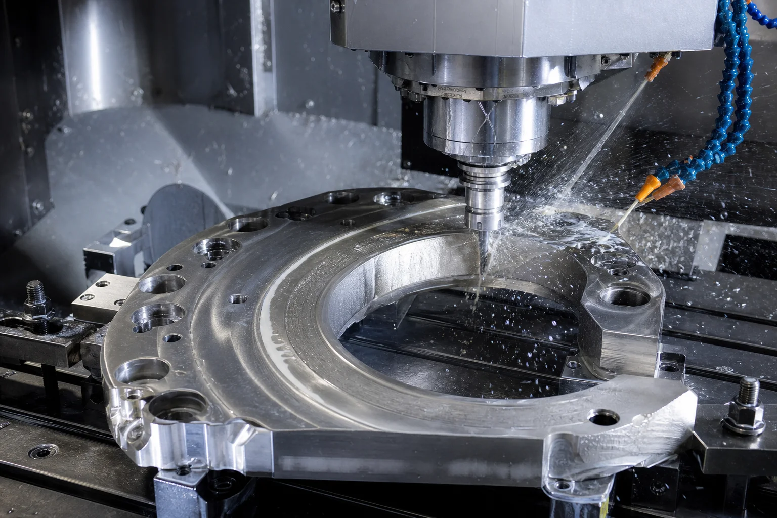 5-axis CNC vertical machining center precision milling back mounting face of refiner segment