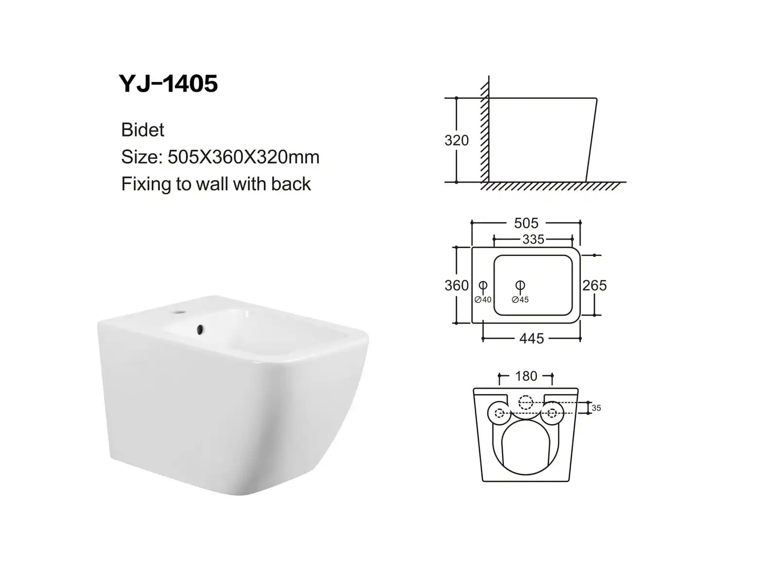 geometric-wall-mounted-bidet-yj-1405-dimension-drawing
