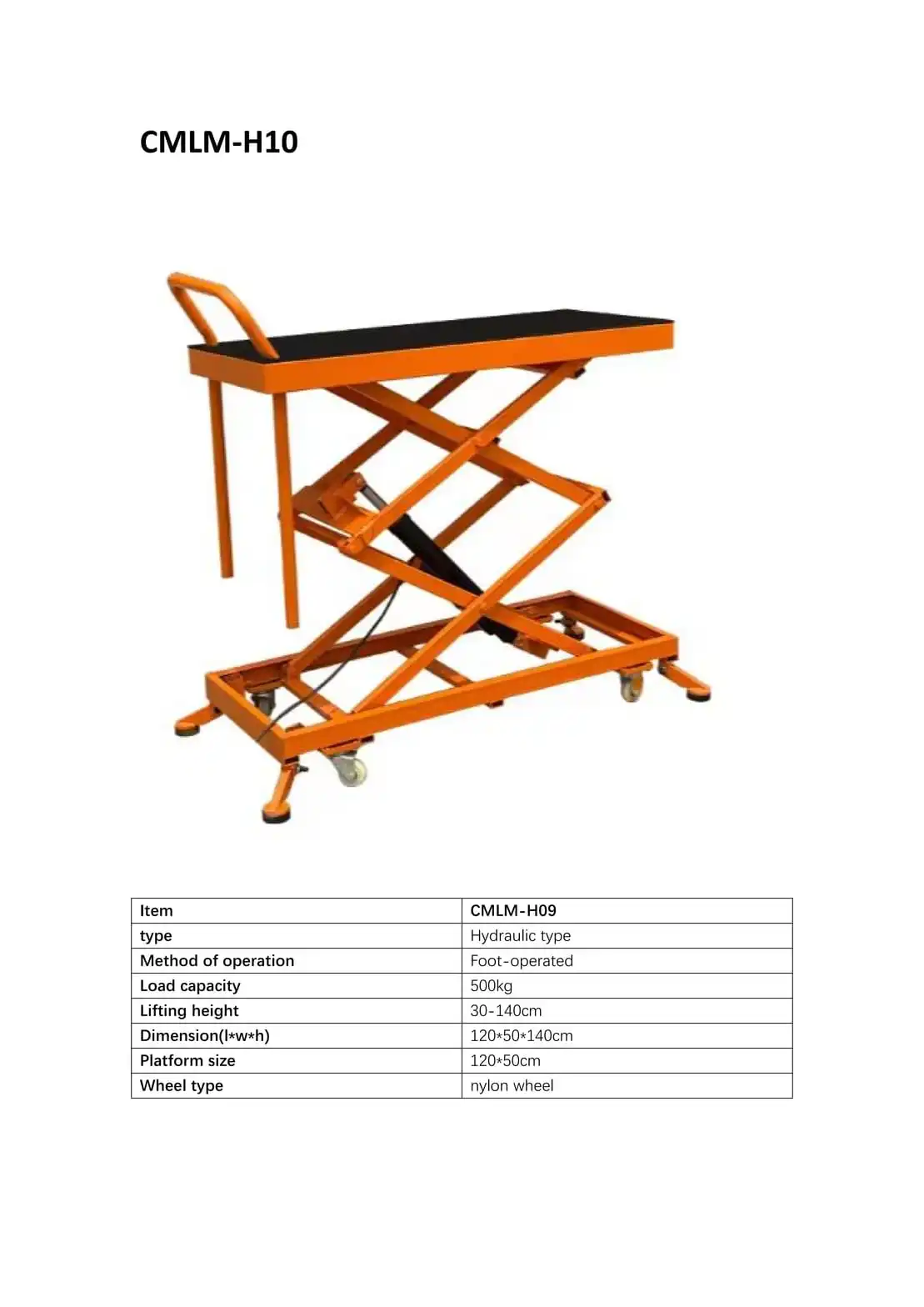 CMLM-H10 Hydraulic Table Lift 500kg