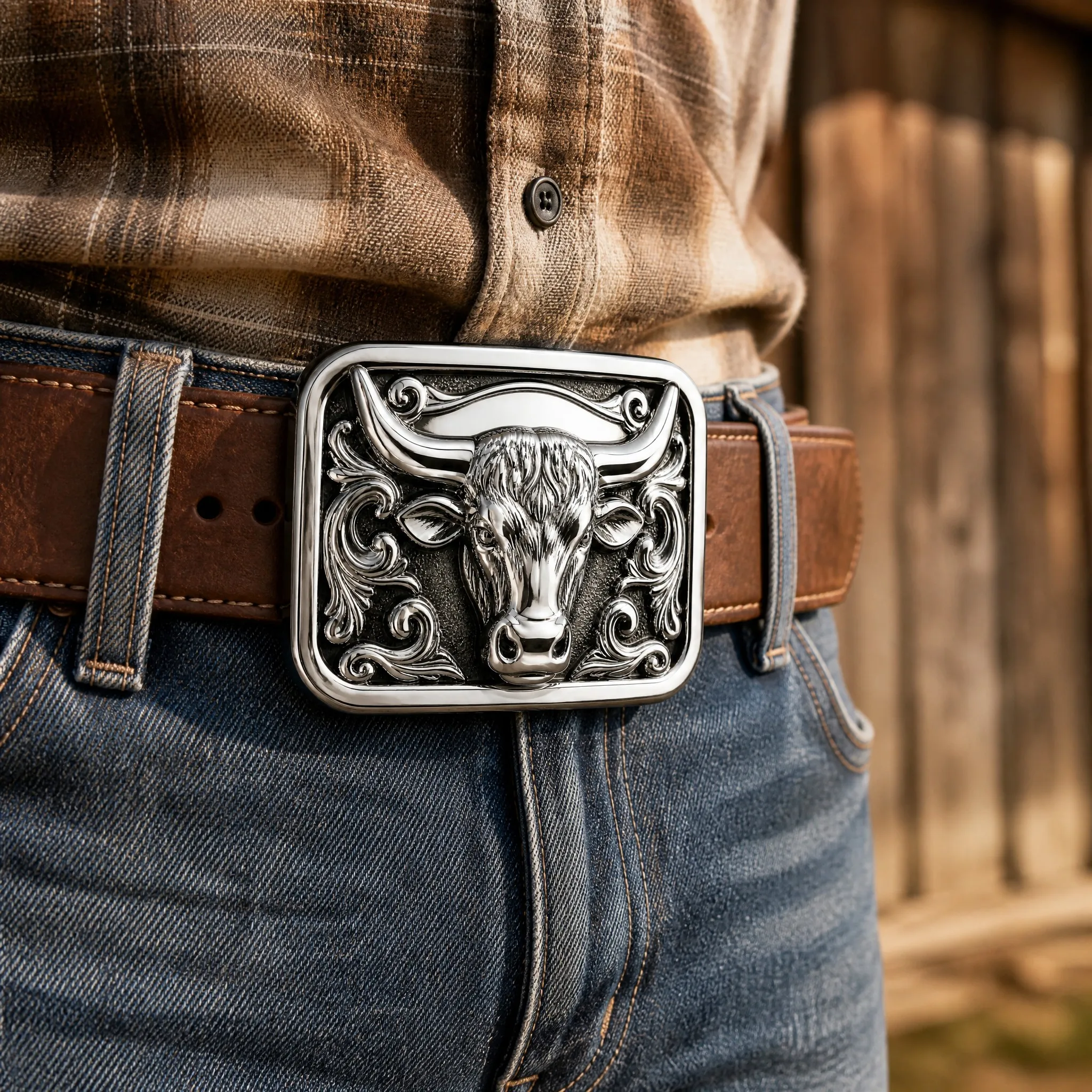Belt buckle on leather belt - Lifestyle