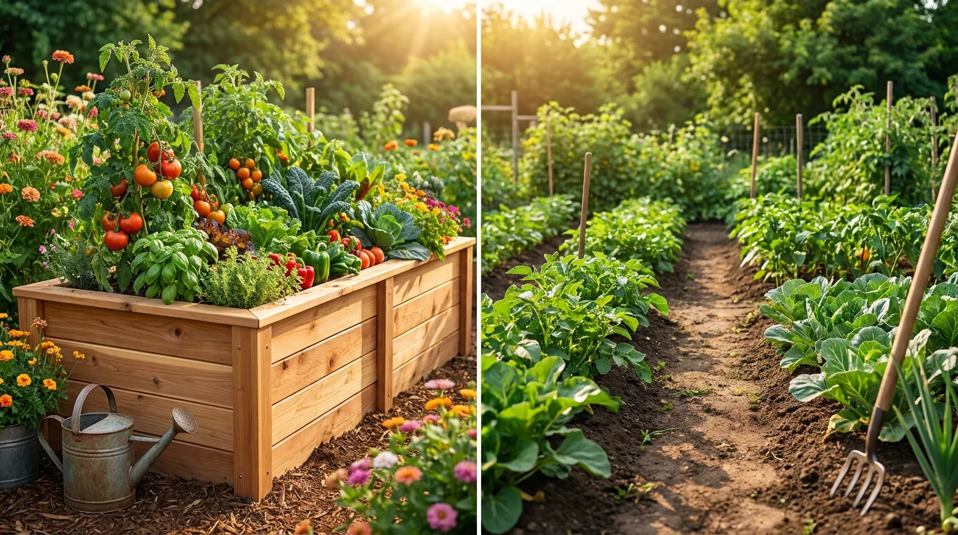 Raised garden bed vs in-ground planting comparison
