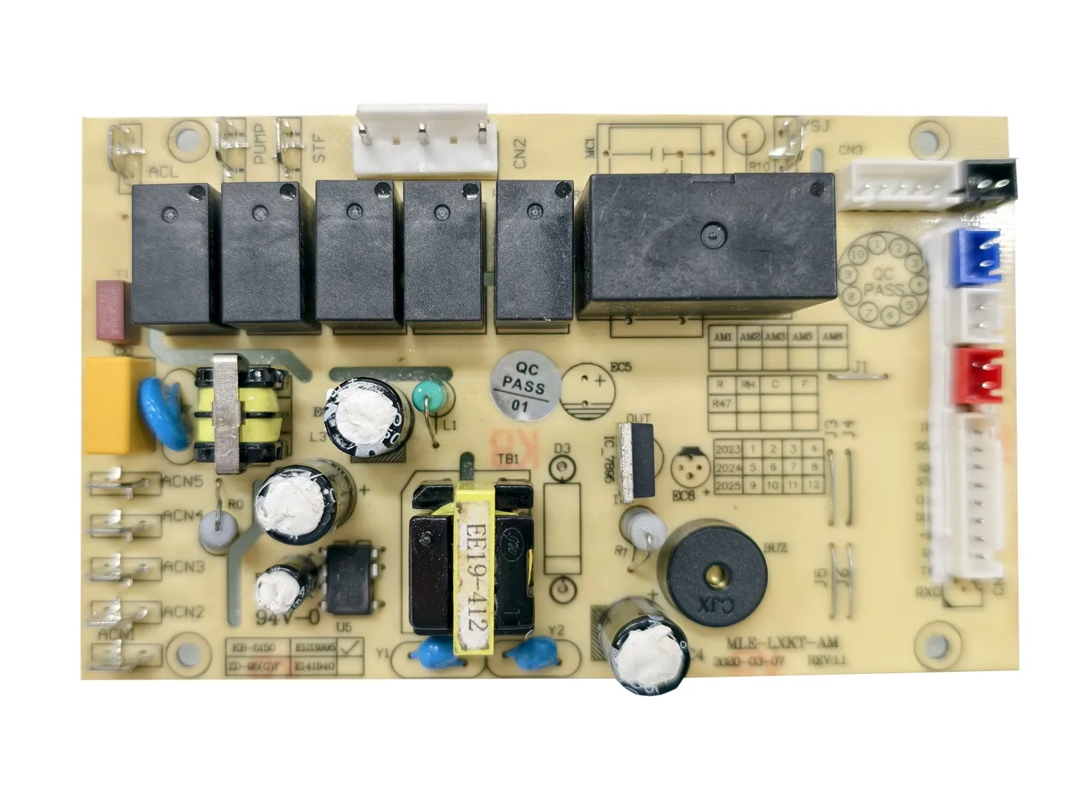 North American portable AC PCBA control board with five relays, buzzer and power transformer