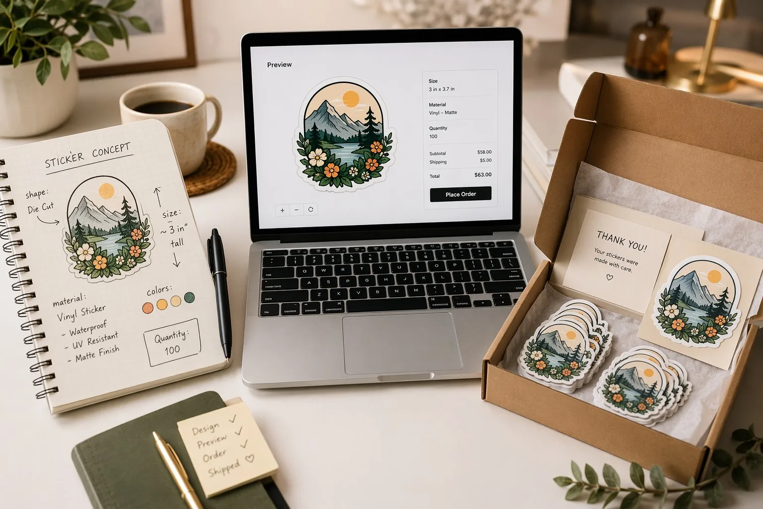 The sticker ordering journey from design concept to finished delivery