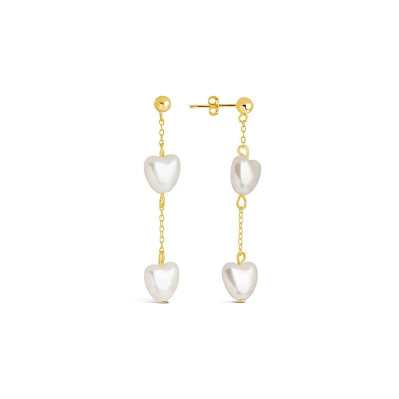 

QLEESI 2022 Large Fashion Earings Women Jewelry Pearl Studs 18K Gold Minimalist Bulk Heart Earrings