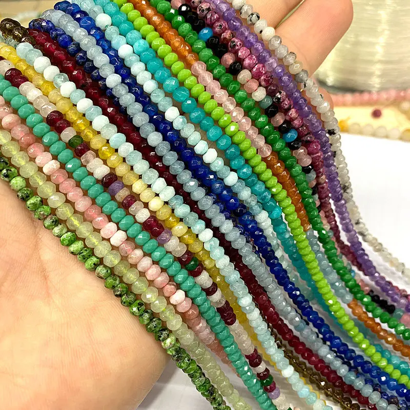 

2x4mm Faceted Natural Gemstone Rondelle Spacer Beads Abacus Beads Healing Crystal Loose Stone Beads For Necklace Jewelry Making