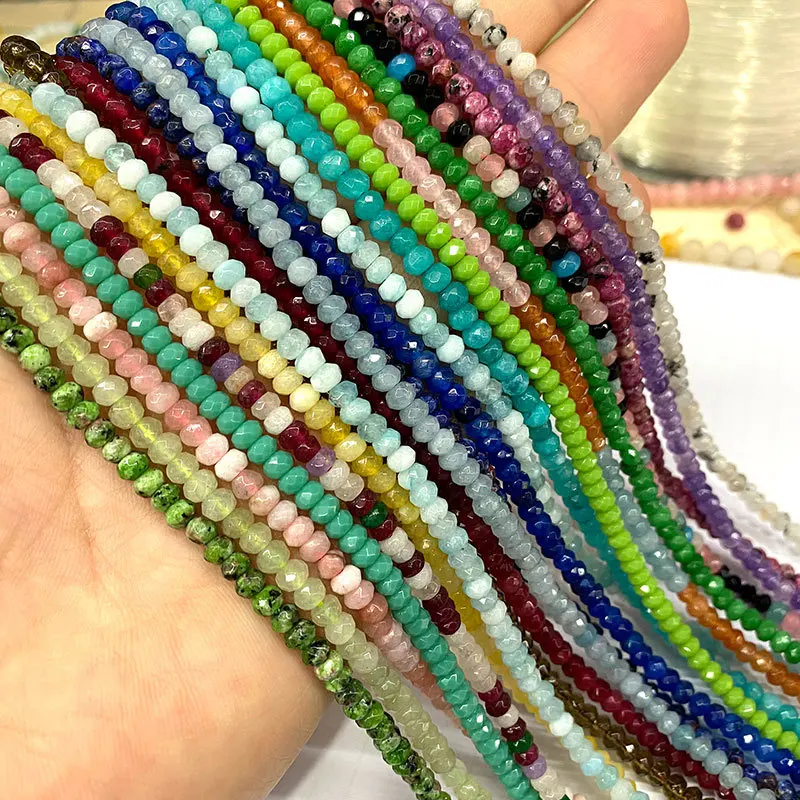 2x4mm Faceted Natural Gemstone Rondelle Spacer Beads Abacus Beads Healing Crystal Loose Stone Beads For Necklace Jewelry Making