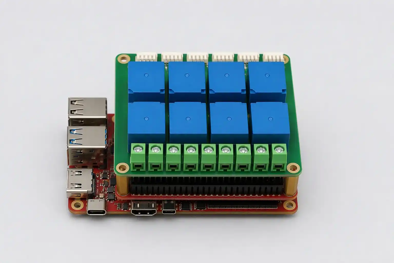 Raspberry Pi with 8-channel relay and temperature expansion HAT