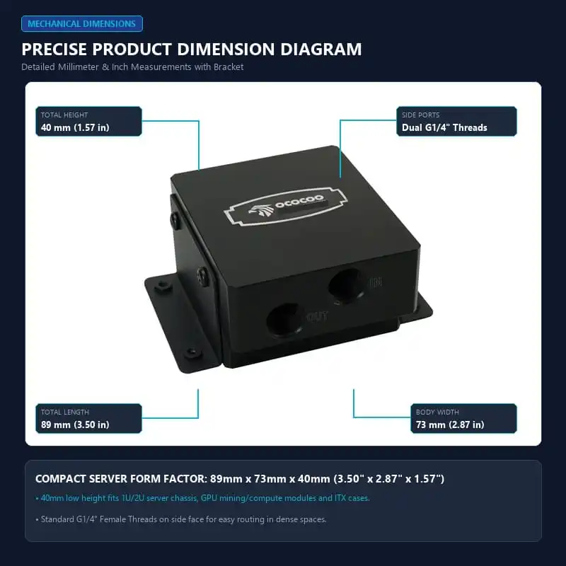 OC-H06S dimensions 89 x 73 x 40 mm with integrated bracket