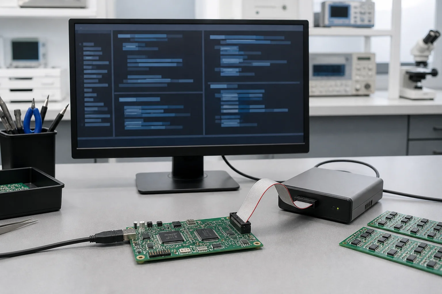 Firmware programming station with a PCB