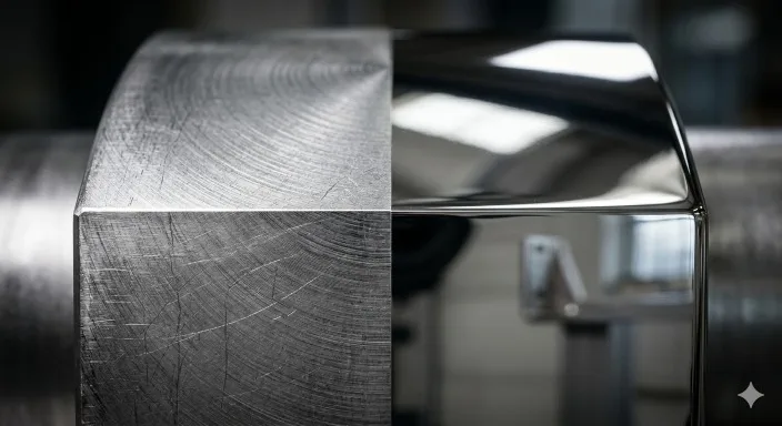 Electropolished stainless steel surface loading=