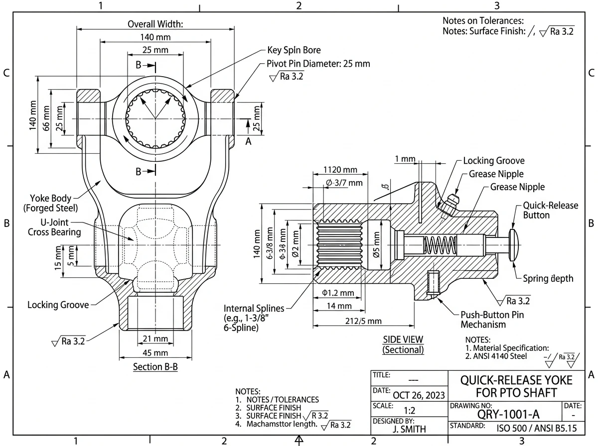 Quick Release Yoke Technical Drawing