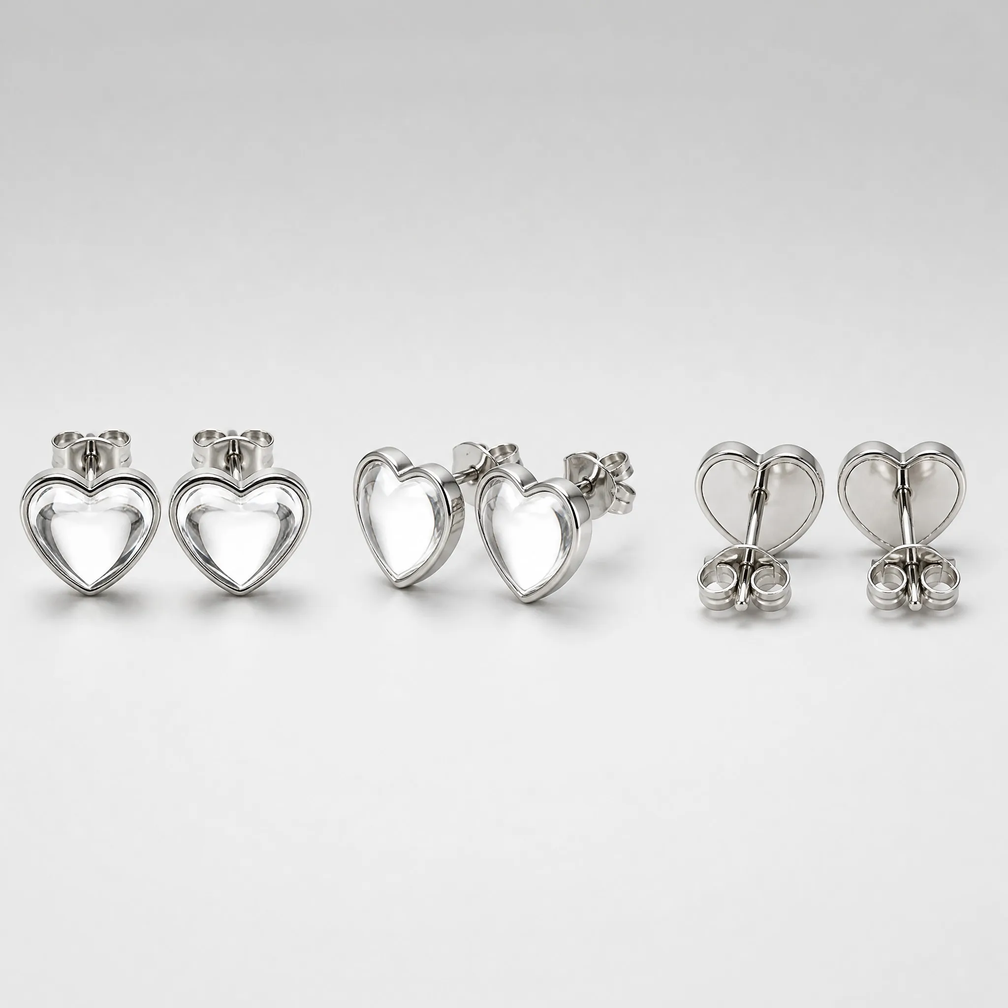 Epoxy resin heart earrings multi-angle view
