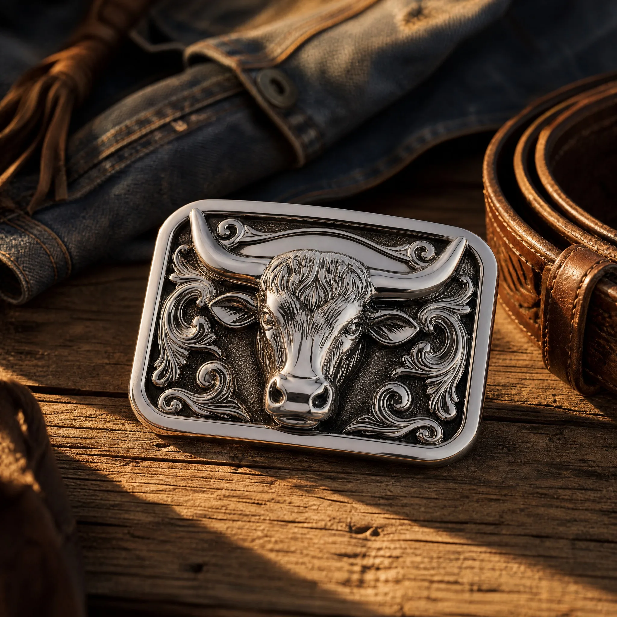 Western style scene with leather strap