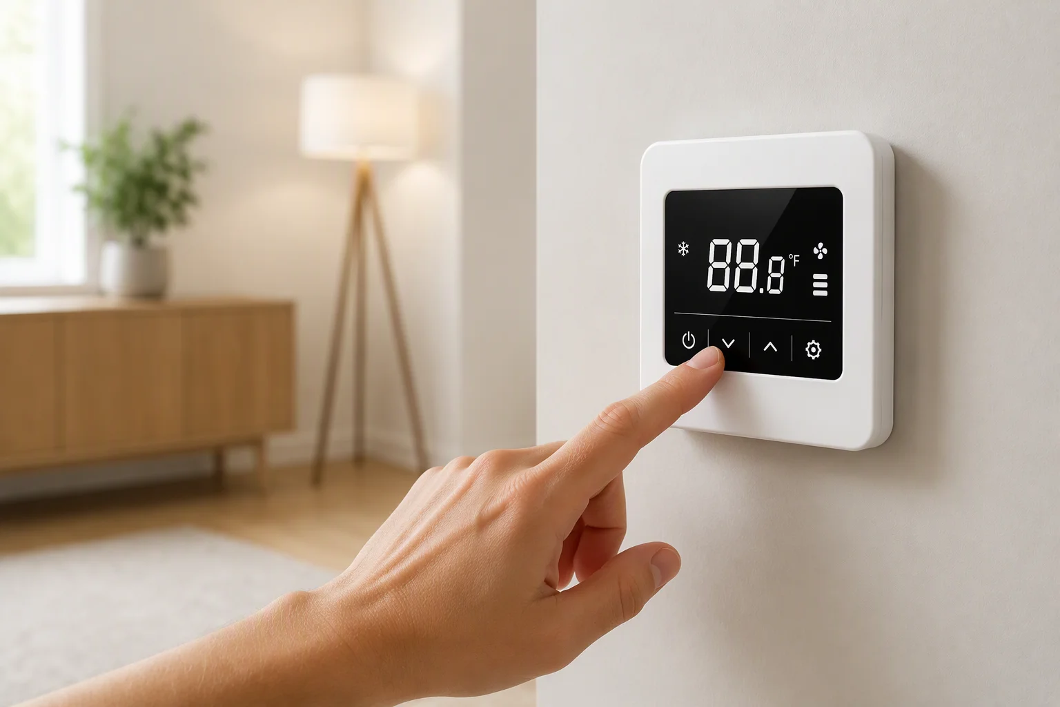 Touch central temperature controller in use