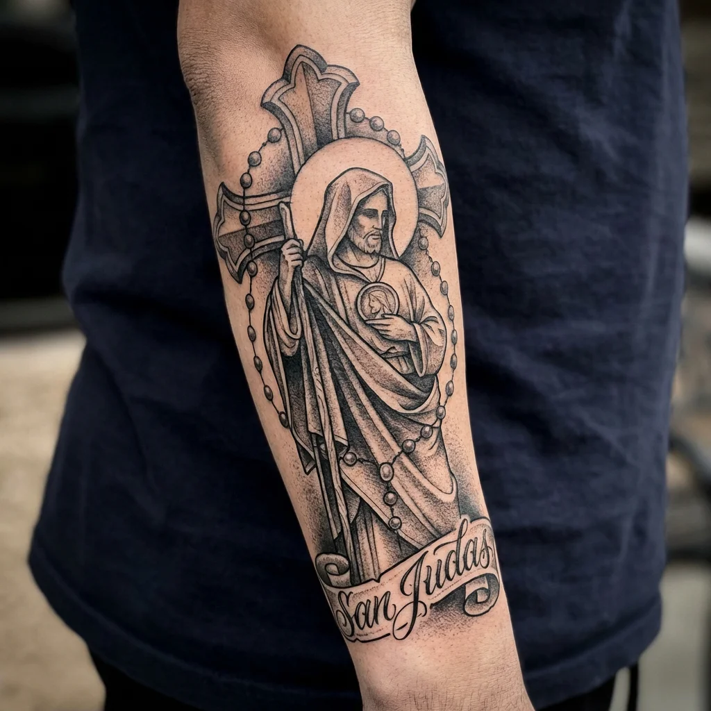 san-judas-tattoo-stencil-outline-template