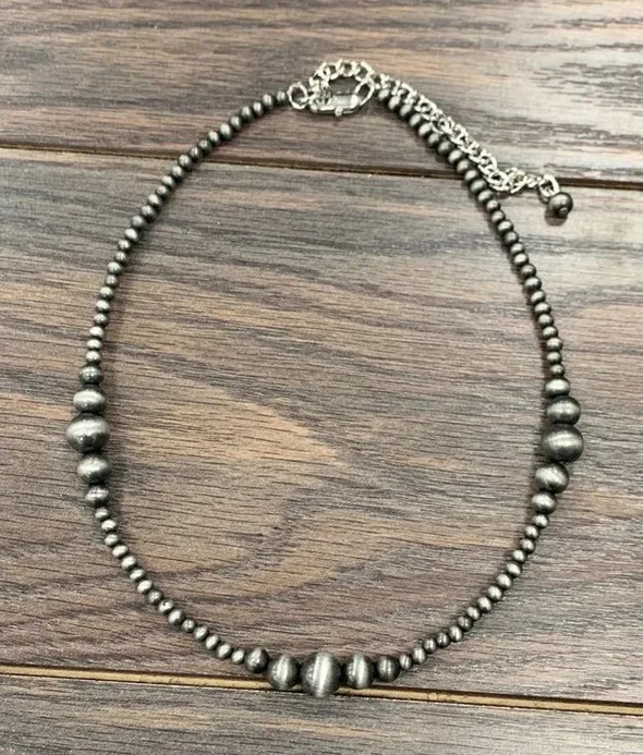 

Southwestern oxidized Bandera silver Navajo pearl choker necklace western jewelry