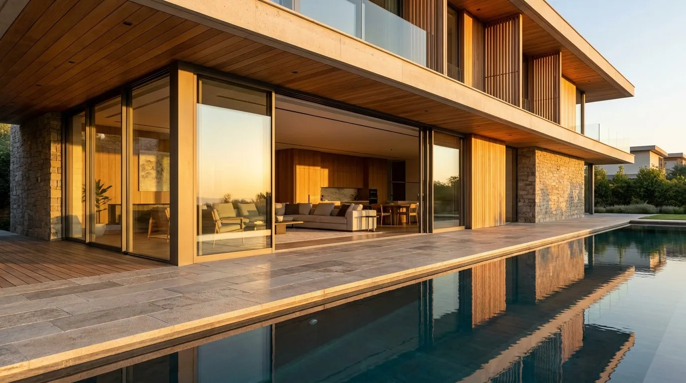 Luxury villa with slim frame China aluminum sliding windows