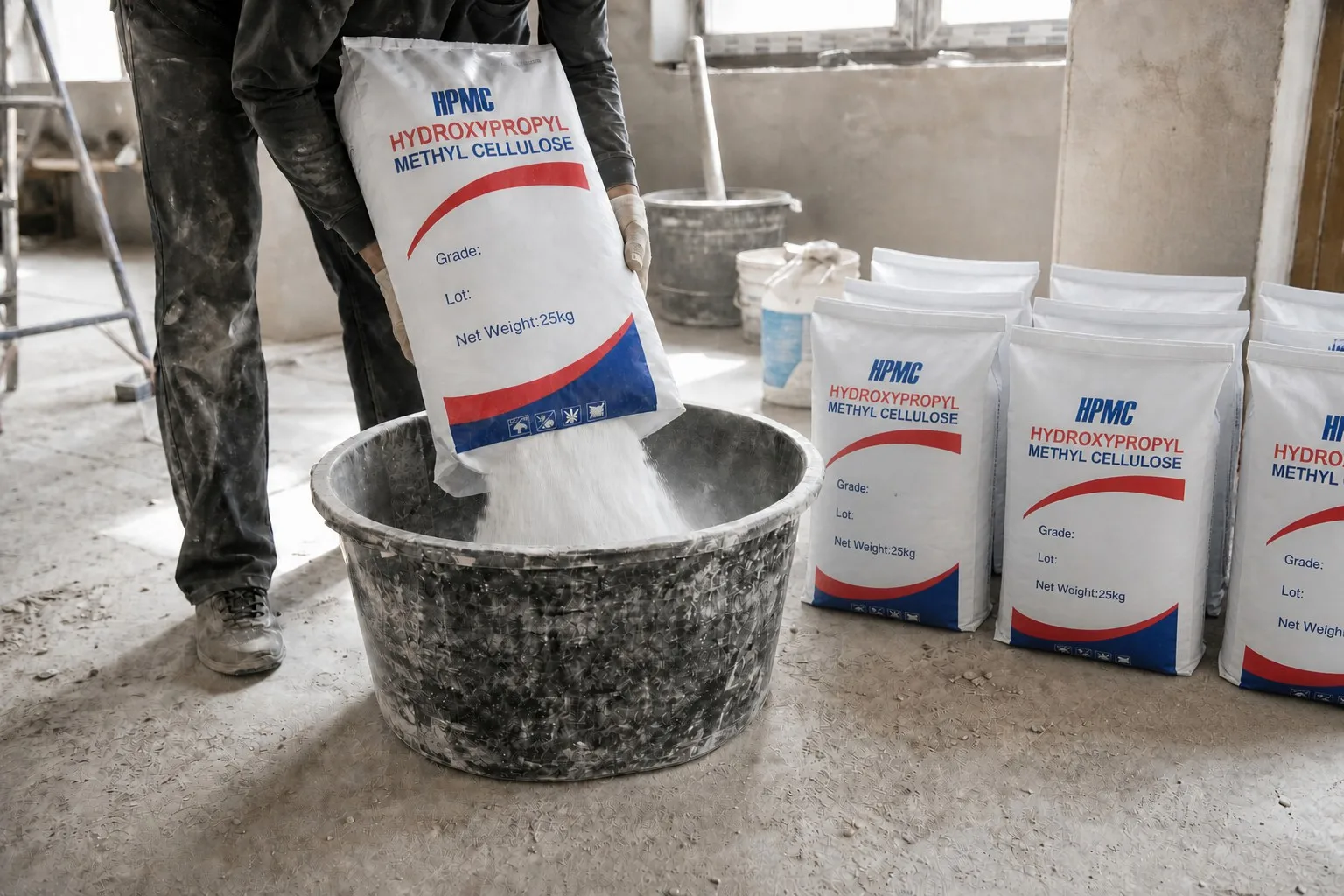 HPMC in tile adhesive for water retention and workability