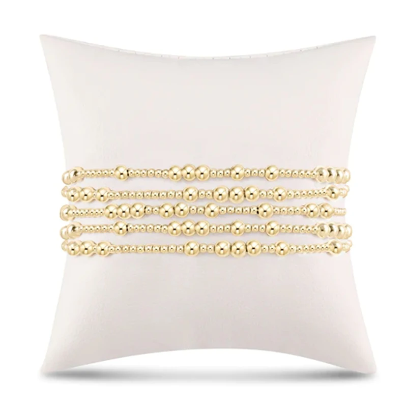 

Customize Set of 5pcs Hope Unwritten 18k Gold Plated Bead Stack Stainless Steel Bracelet Men Women Bracelet Jewelry
