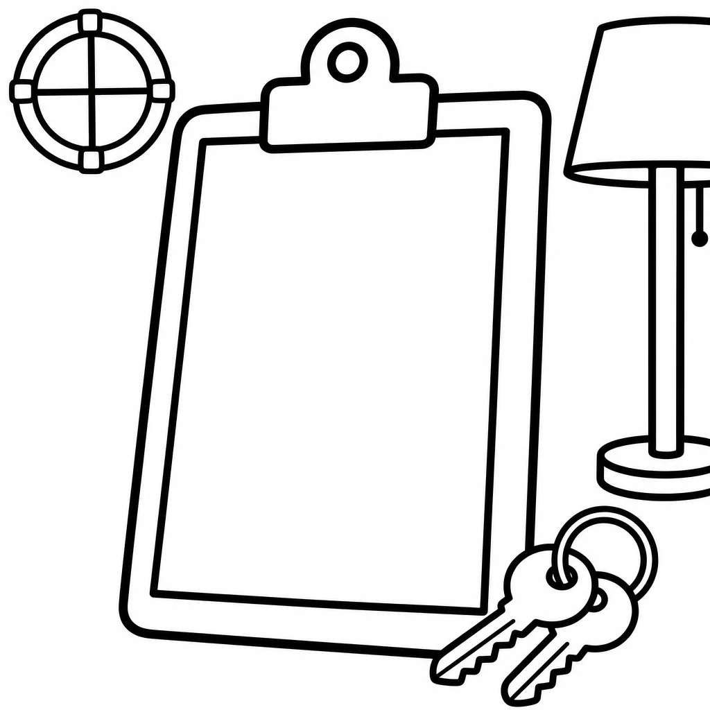 Bold and easy school end-of-day still life line art