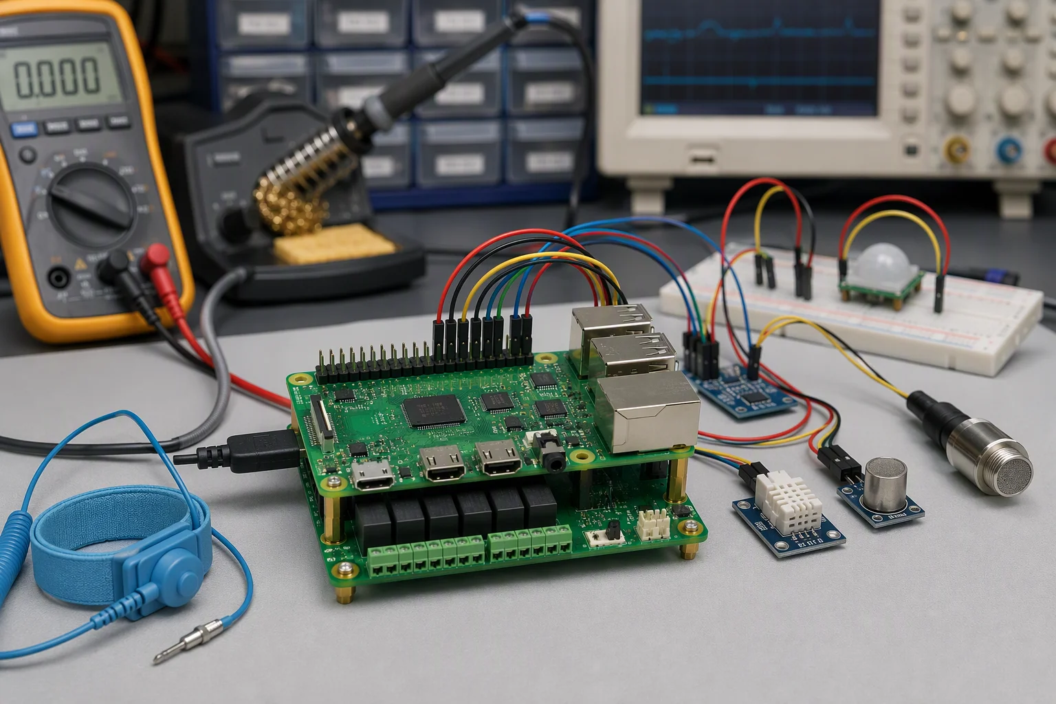 Raspberry Pi temperature project in use