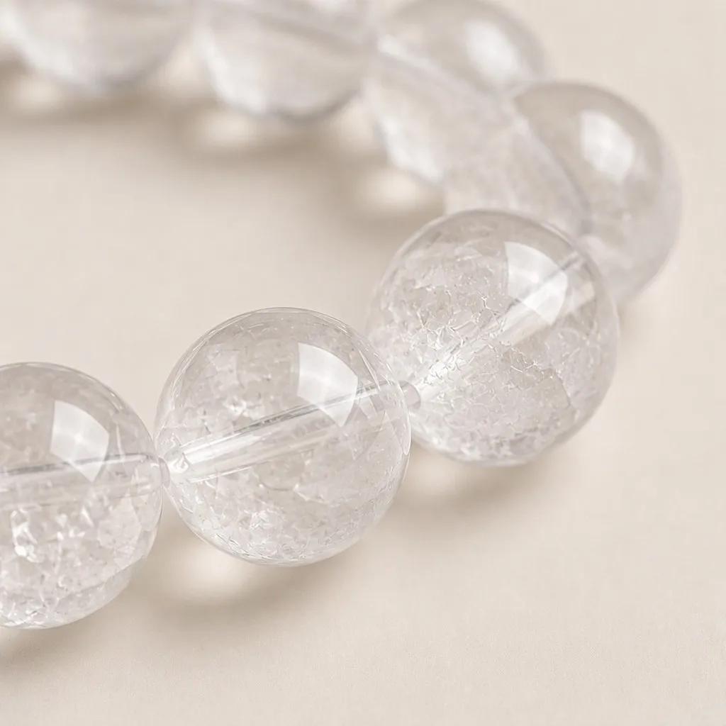 Close-up macro of Clear Quartz beads