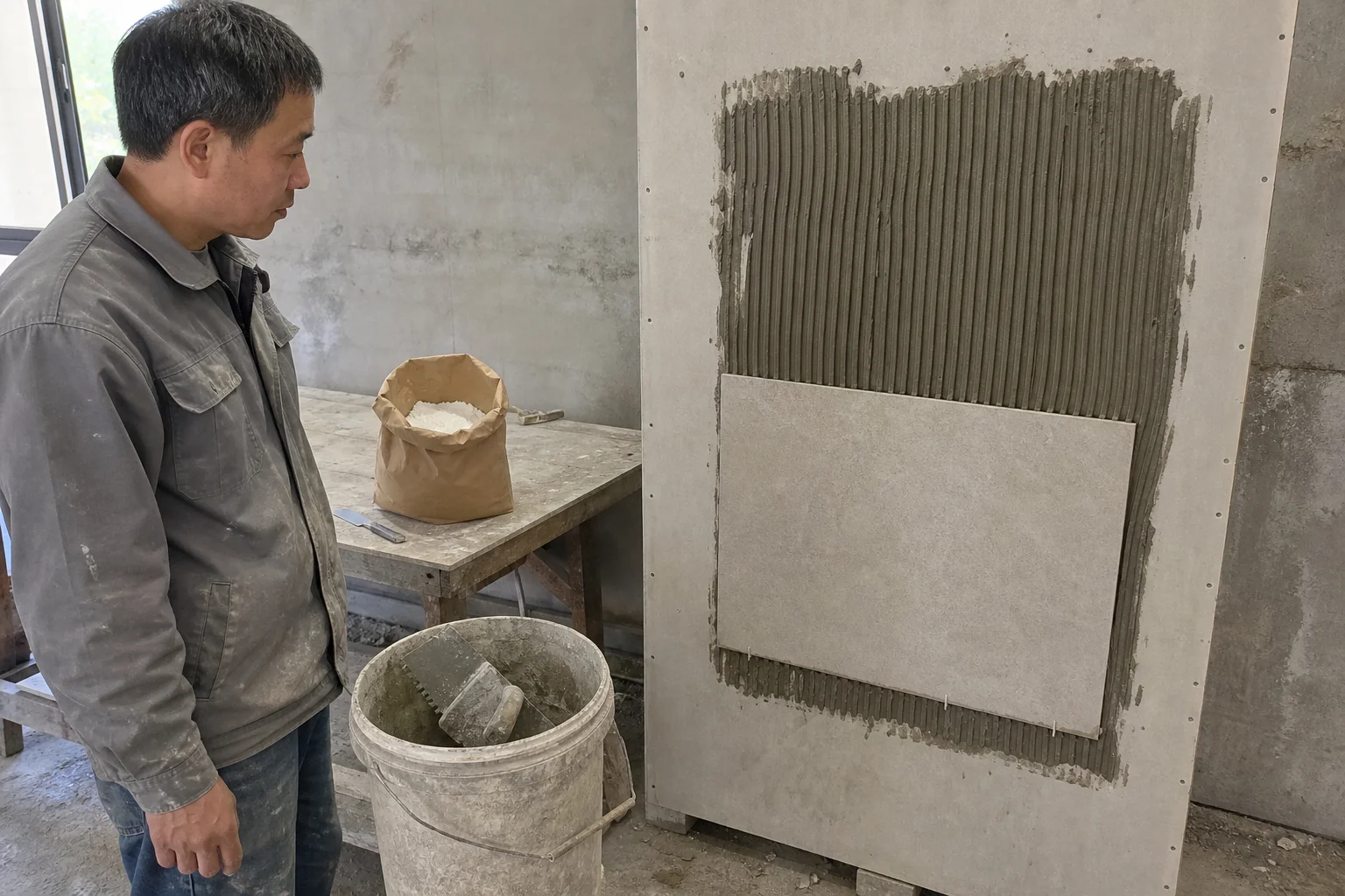 Evaluating tile adhesive sag and HPMC viscosity Tile adhesive sag evaluation despite high HPMC viscosity