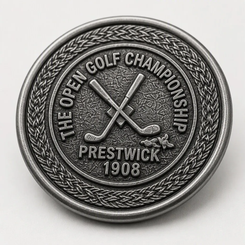Macro detail of the gunmetal ball marker relief