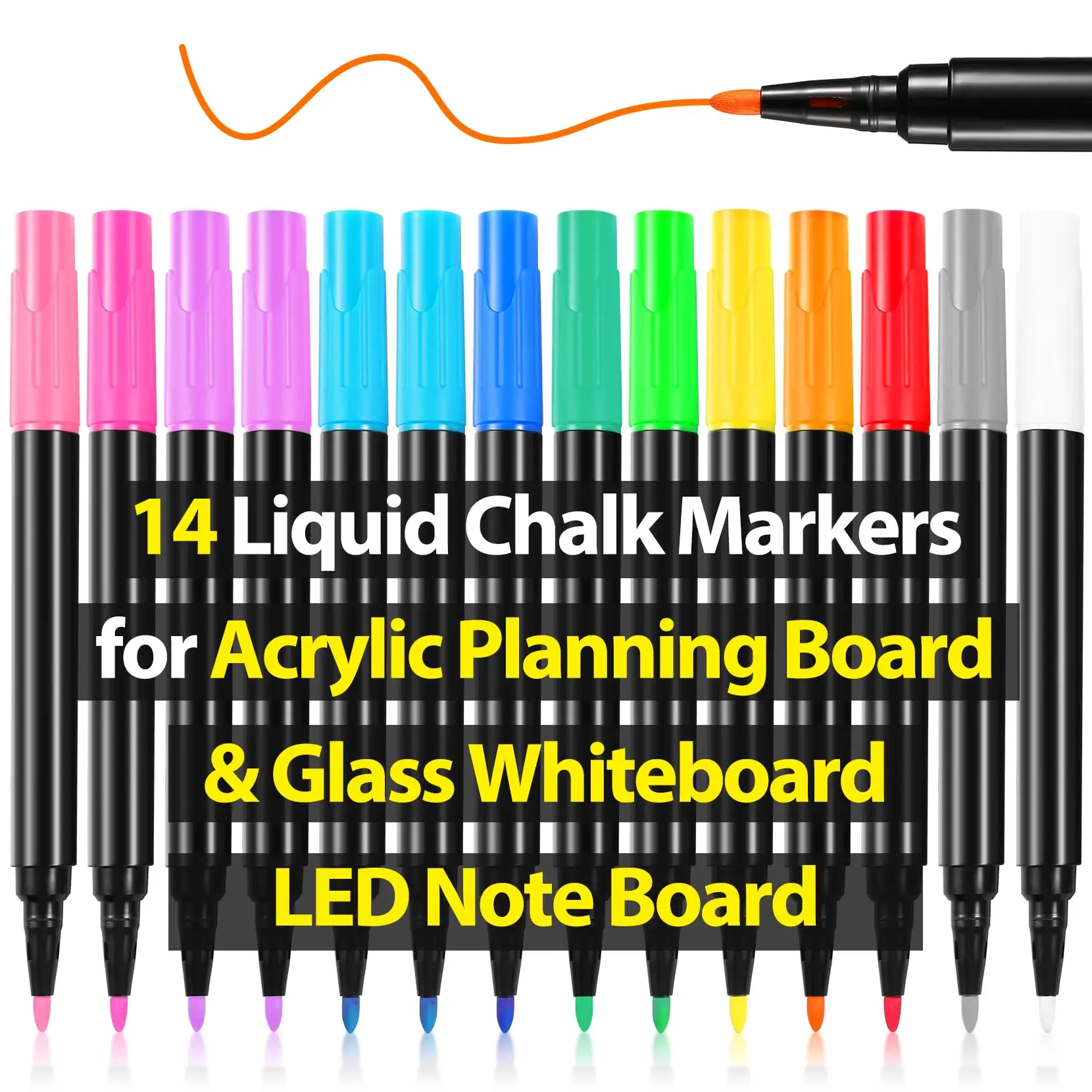 8-Color Liquid Chalk Dry Erase Markers for Acrylic Boards