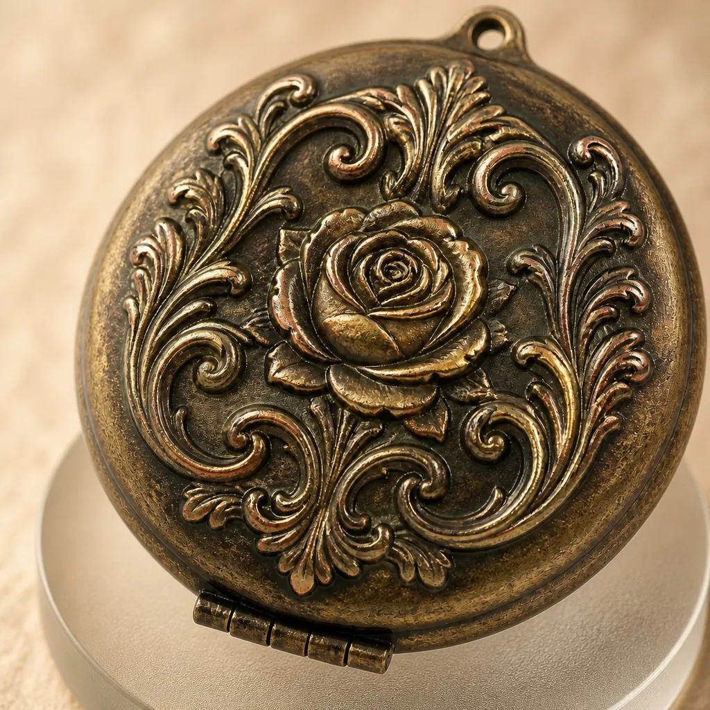Macro detail of aged patina and embossed relief