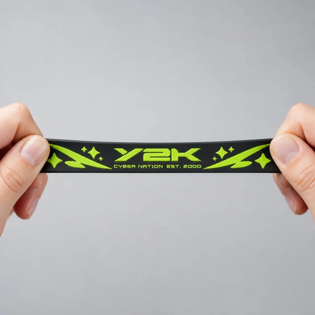 High elasticity Y2K streetwear silicone wristband stretch resistance test