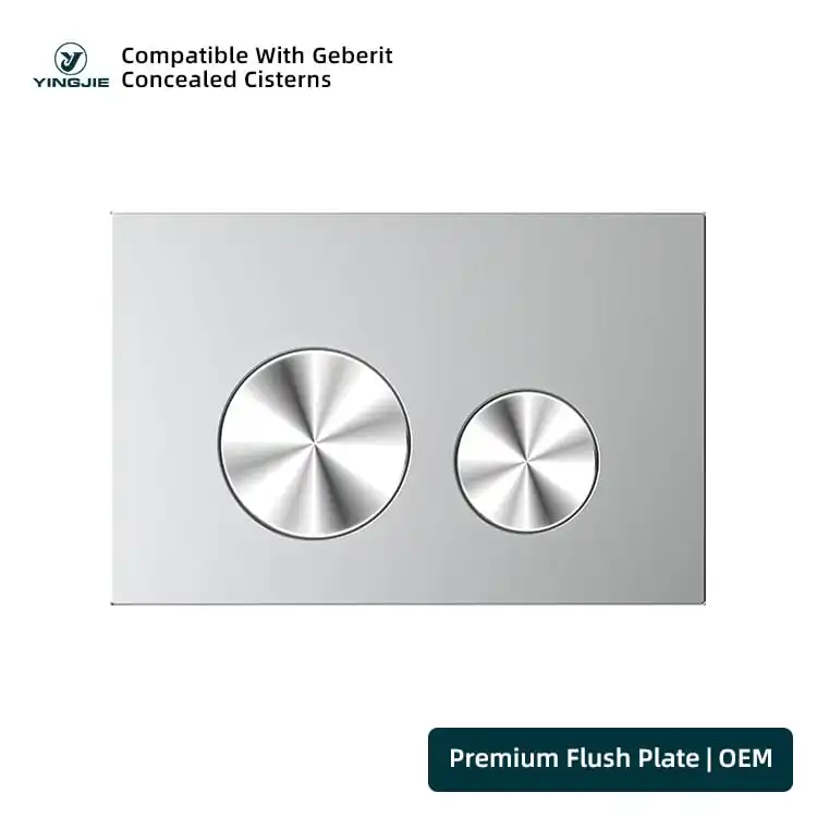 Silver Stainless Flush Plate With Sunburst Round Buttons For Concealed Cisterns