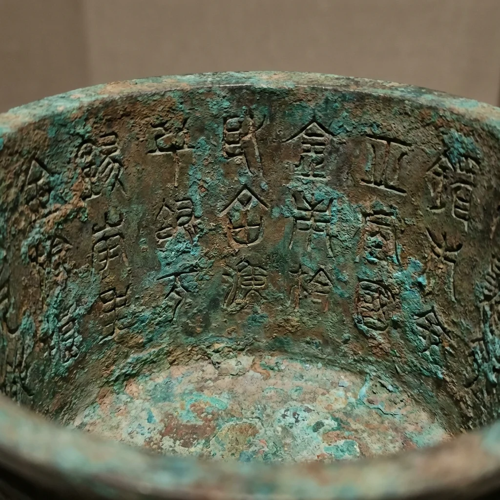 Ancient Bronze Inscriptions Close-up
