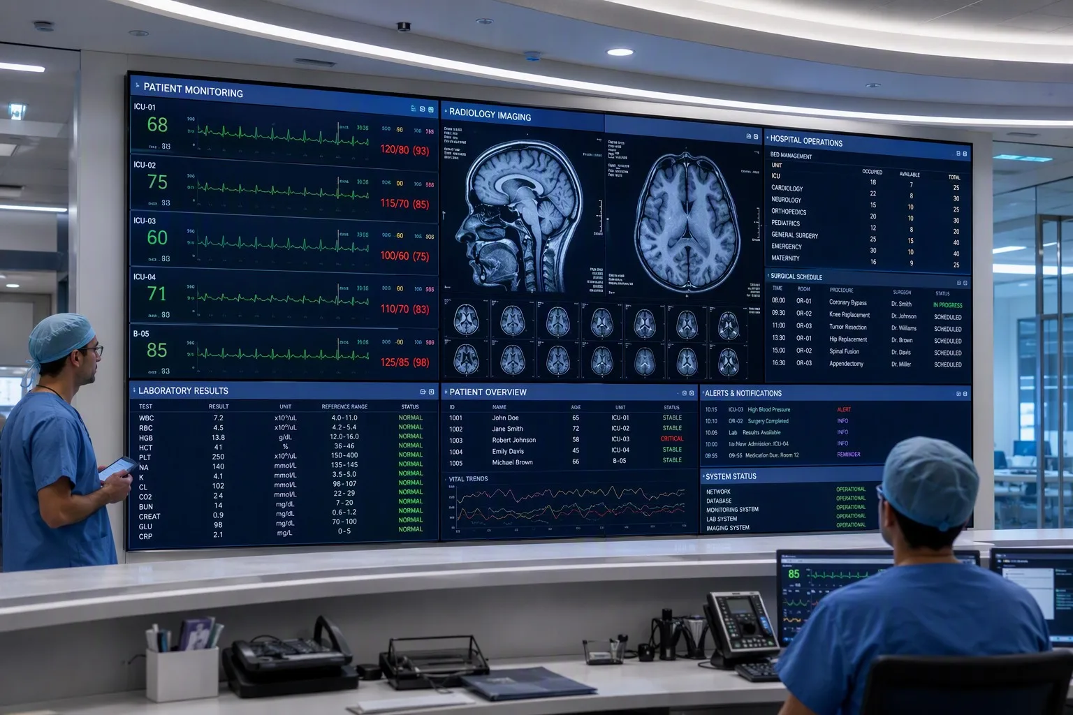 Modern Medical Command Center with Veeluame LCD Wall