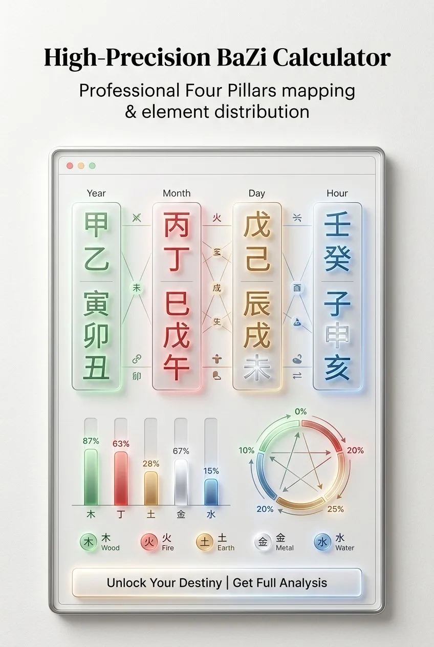 高精度八字计算器排盘界面展示